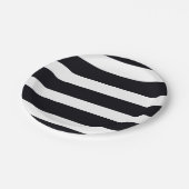 Modern elegant klassieker zwart-wit, gestreept papieren bordje (Gekanteld)