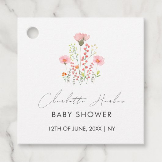 Modern Elegant Kleine Wildflower Baby shower Bedankjes Labels (Voorkant)