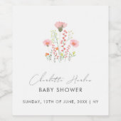 Modern Elegant Kleine Wildflower Baby shower Wijn Etiket (Enkel label)