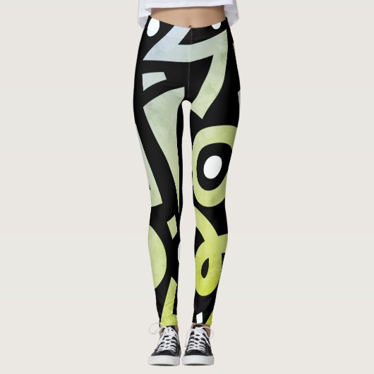 Modern Elegant Kleurrijk Stijlvol Groen Leggings (Voorkant)