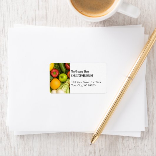 Modern Elegant Kleurrijke Groenten Kruidenier Boer Etiket (Insitu)