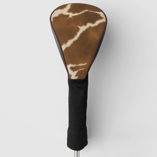 Modern Elegant Koe Faux Leather Collectie Golfheadcover (Voorkant)