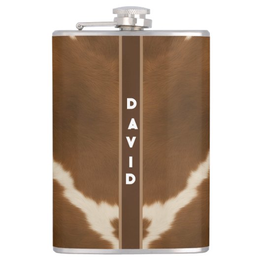 Modern Elegant Koe Faux Leather Collectie Heupfles (Voorkant)