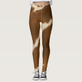 Modern Elegant Koe Faux Leather Collectie Leggings (Voorkant)