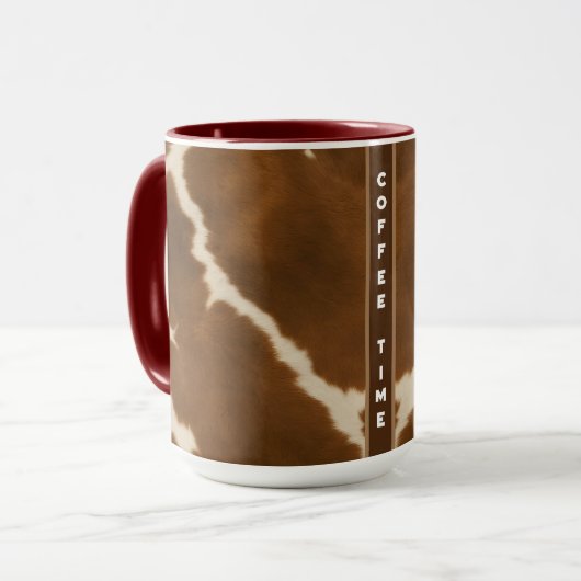 Modern Elegant Koe Faux Leather Collectie Mok (Voorkant links)