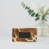 Modern Elegant Koe Faux Leather Collectie Visitekaartje (Staand voorkant)