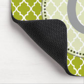 Modern, elegant, koel lime vierbladig monogram muismat (Hoek)