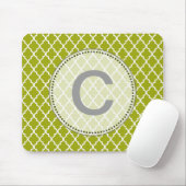 Modern, elegant, koel lime vierbladig monogram muismat (Met muis)