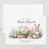 Modern Elegant Konijntje Paasbrunch & Eierjacht Kaart (Voorkant / Achterkant)