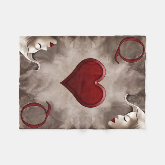 Modern, elegant, koningin van hartenkaartenillustr fleece deken (Voorkant (Horizontaal))