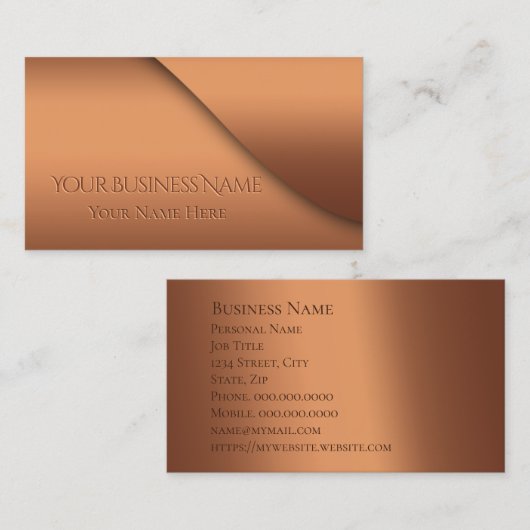 Modern Elegant Koper in reliëf Bedrijfs Visitekaartje (Voorkant / Achterkant)