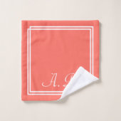 Modern Elegant Koraal Perzik Monogram Initialen Bad Handdoek (Wasdoekje)