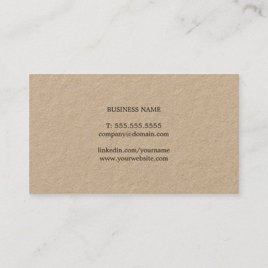 Modern Elegant Kraft Bold Monogram Consultant Visitekaartje (Achterkant)