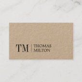 Modern Elegant Kraft Bold Monogram Consultant Visitekaartje (Voorkant)