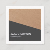 Modern Elegant Kraft Grey White Geometric Vierkante Visitekaartje (Voorkant)