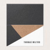 Modern Elegant Kraft Grey White Geometric Visitekaartje (Buitenkant ongevouwen)