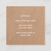 Modern Elegant Kraft Handgeschreven Hair Stylist Vierkante Visitekaartje (Achterkant)