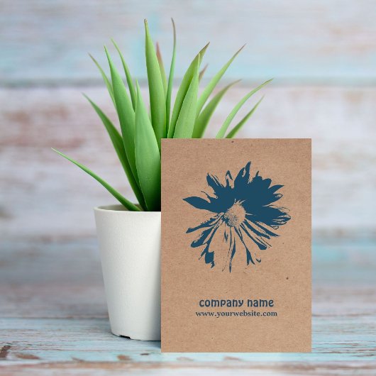 Modern Elegant Kraft Paper Blue Floral gepatterd Visitekaartje