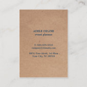 Modern Elegant Kraft Paper Blue Floral gepatterd Visitekaartje (Achterkant)