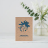 Modern Elegant Kraft Paper Blue Floral gepatterd Visitekaartje (Staand voorkant)