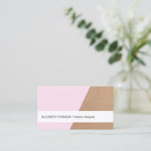 Modern Elegant Kraft Paper Roos White Geometric Visitekaartje (Staand voorkant)