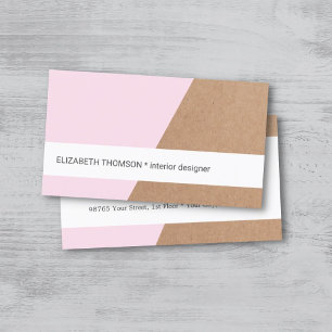 Modern Elegant Kraft Paper Roos White Geometric Visitekaartje