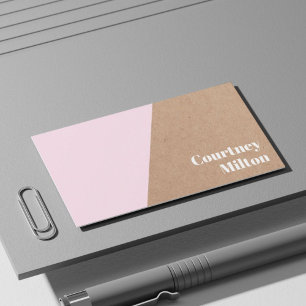 Modern Elegant Kraft Paper Roos White Geometric Visitekaartje