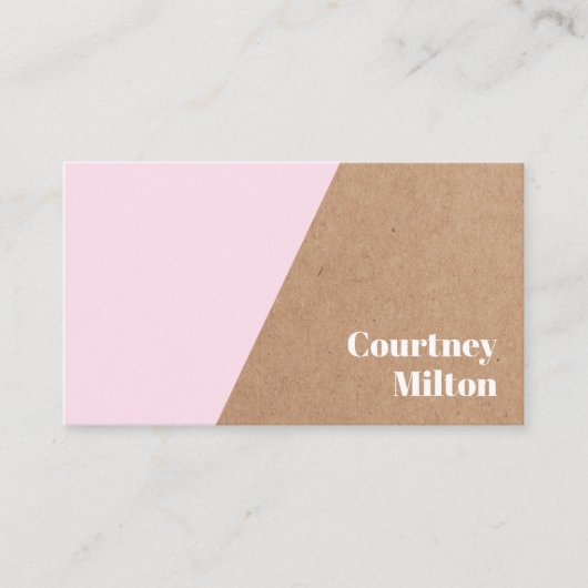 Modern Elegant Kraft Paper Roos White Geometric Visitekaartje (Voorkant)