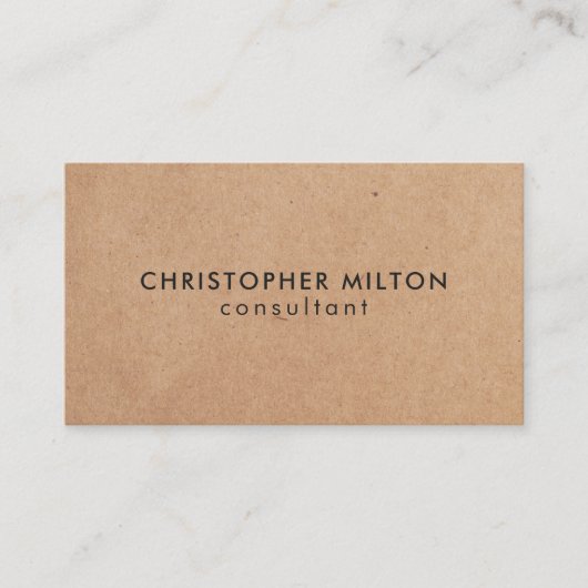 Modern Elegant Kraft Papier Zwart Consultant Visitekaartje (Voorkant)
