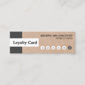 Modern Elegant Kraft Stripe Mini Loyalty-kaart Mini Visitekaartje (Voorkant)