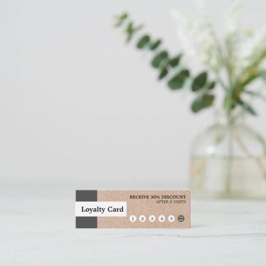 Modern Elegant Kraft Stripe Mini Loyalty-kaart Mini Visitekaartje (Staand voorkant)