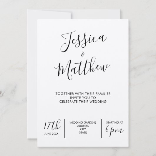 Modern Elegant Kraft Wedding Invitation Kaart (Voorkant)