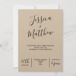 Modern Elegant Kraft Wedding Invitation Kaart