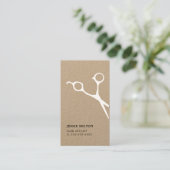 Modern Elegant Kraft White Scissor Haarstylist Visitekaartje (Staand voorkant)