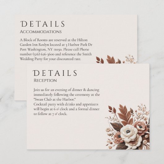 Modern Elegant Land Western- Bloemen Informatiekaartje (Voorkant / Achterkant)