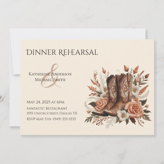 Modern Elegant Land Western- Bloemen Kaart (Voorkant)