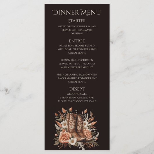 Modern Elegant Land Western- Bloemen Menu (Voorkant)