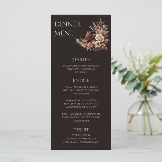 Modern Elegant Land Western- Bloemen Menu (Staand voorkant)