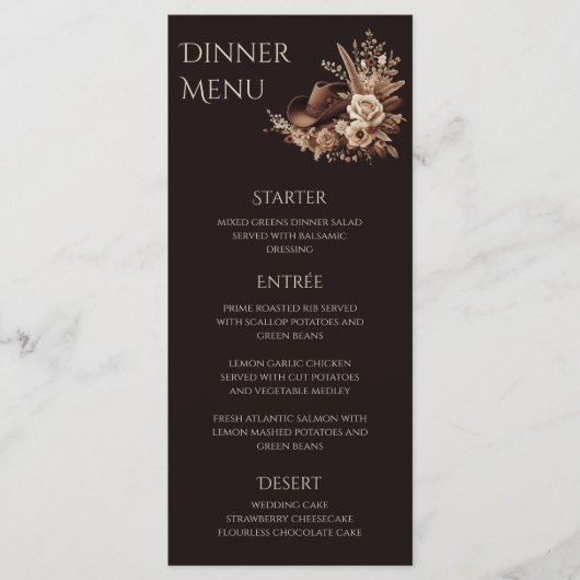 Modern Elegant Land Western- Bloemen Menu (Voorkant)