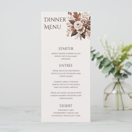 Modern Elegant Land Western- Bloemen Menu (Staand voorkant)