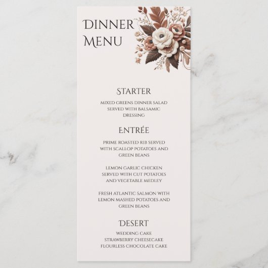 Modern Elegant Land Western- Bloemen Menu (Voorkant)