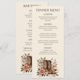 Modern Elegant Land Western- Bloemen Menu