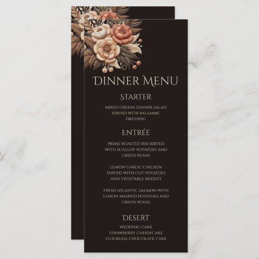 Modern Elegant Land Western- Bloemen Menu (Voorkant / Achterkant)