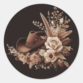 Modern Elegant Land Western- Bloemen Ronde Sticker