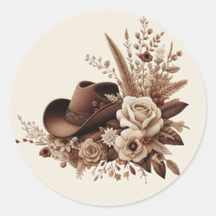 Modern Elegant Land Western- Bloemen Ronde Sticker