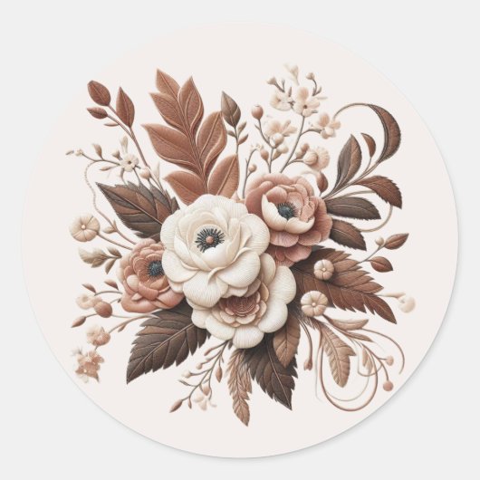 Modern Elegant Land Western- Bloemen Ronde Sticker (Voorkant)