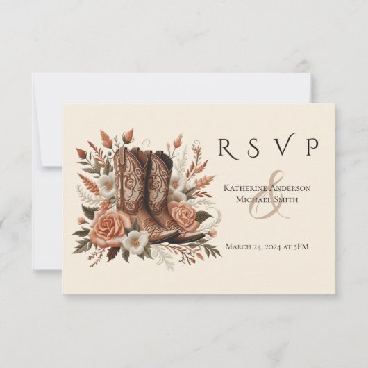 Modern Elegant Land Western- Bloemen RSVP Kaartje (Voorkant)