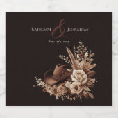 Modern Elegant Land Western- Bloemen Sparkling Wijnetiket (Enkel label)