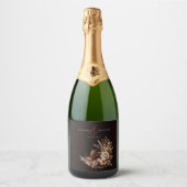 Modern Elegant Land Western- Bloemen Sparkling Wijnetiket (Voorkant)