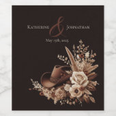 Modern Elegant Land Western- Bloemen Wijn Etiket (Enkel label)